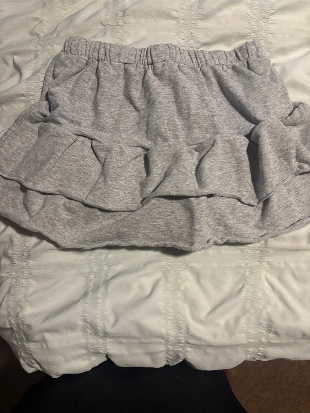 Harper Light Gray Tiered Knit Skirt
